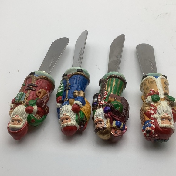 Four Christopher Radko  Holiday Santa Claus Pate Knives - Picture 6 of 7
